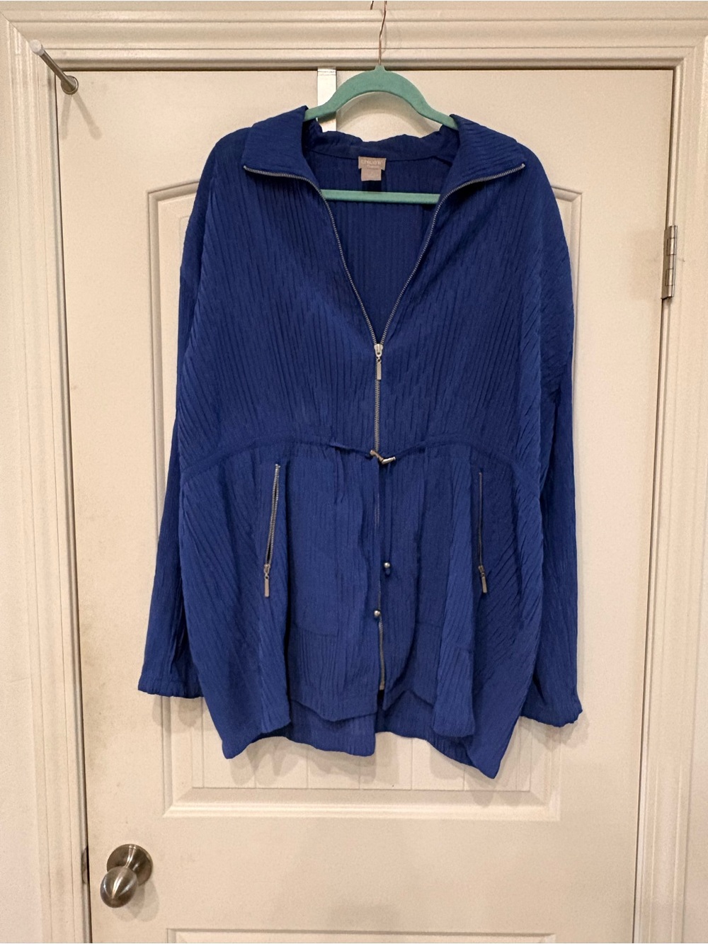 Chico's Traveler Pleated Royal Blue Top